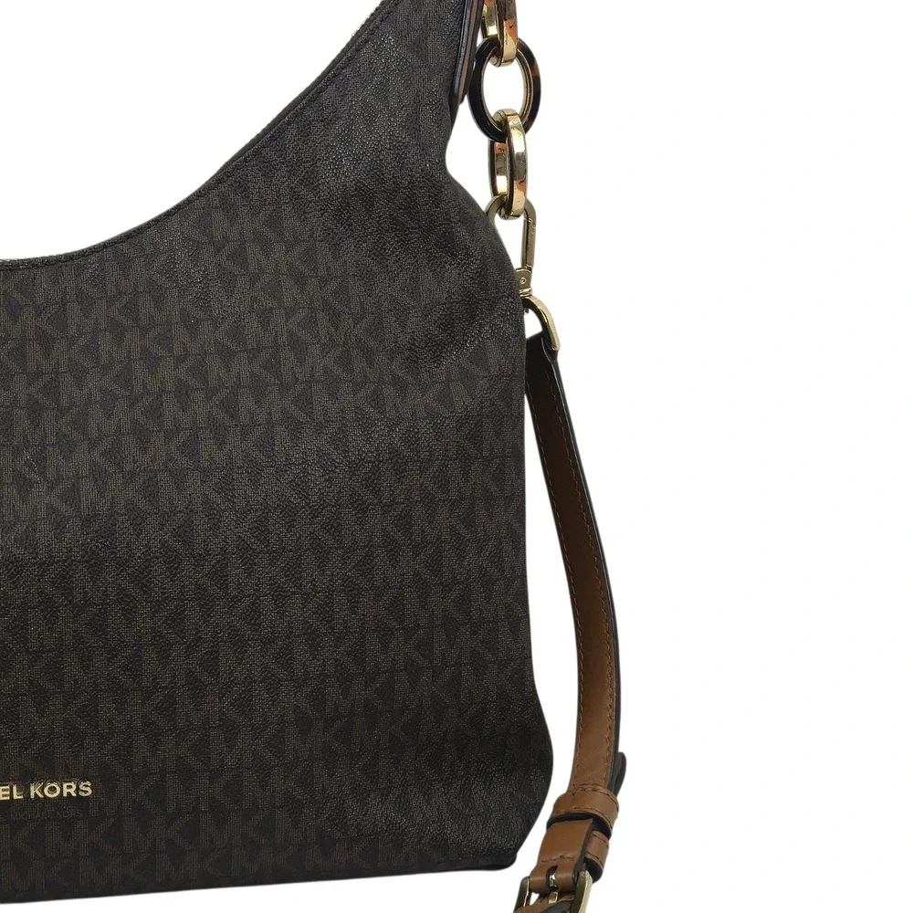 Michael Kors Isabella Medium Hobo Bag Brown Monogram Signature Logo 38T7GIRL3B